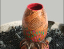 gourd cup with grouse feathers