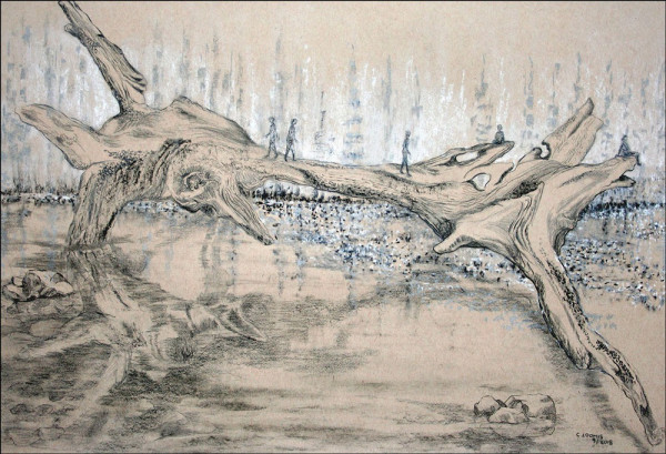 driftwood abstracct with figures