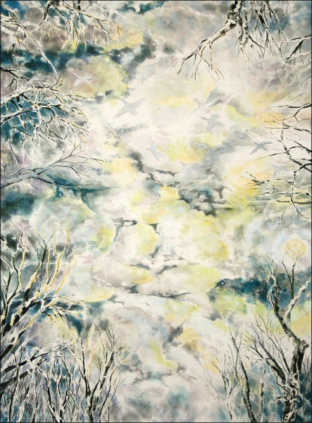 snow geese mooonlight