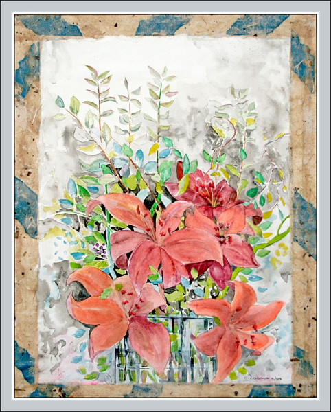 brick red lilies with border10